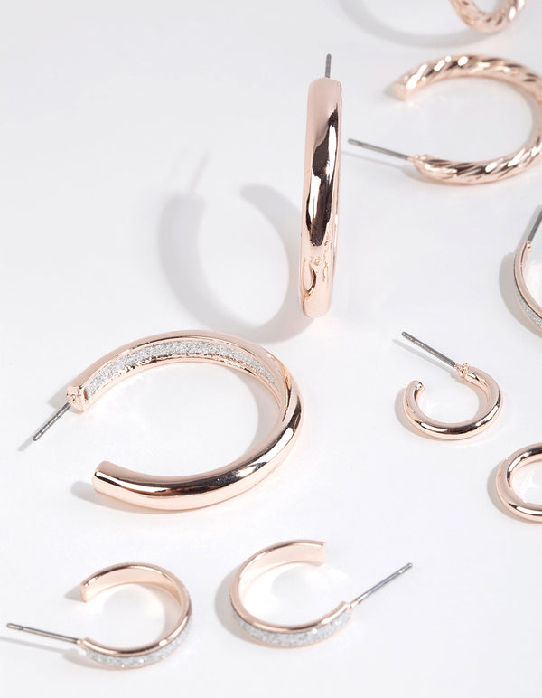 Rose Gold Glitter Paper Earring 6-Pack
