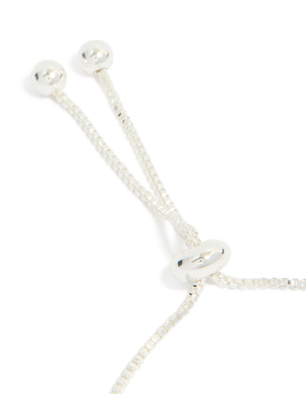Silver Cubic Zirconia Square Halo Toggle Bracelet