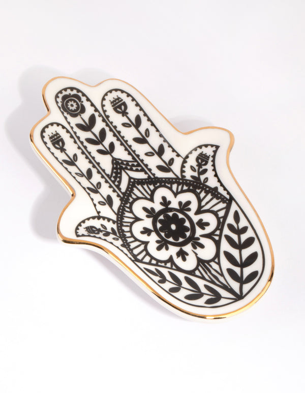 Hamsa Hand Ceramic Trinket Tray