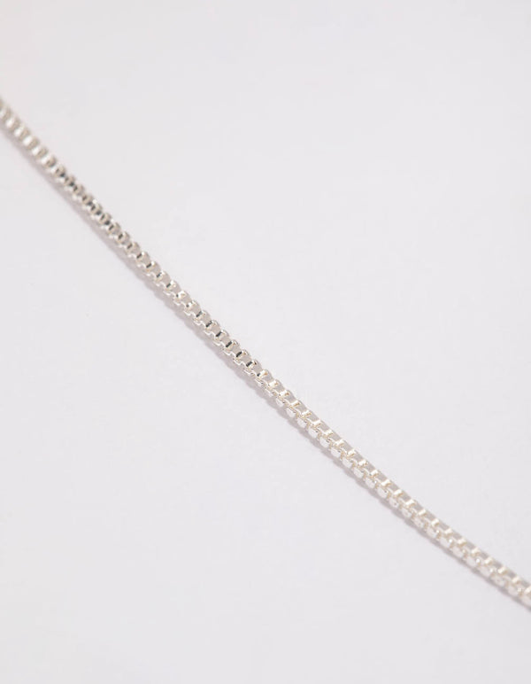 Silver Plated Long Box Chain Necklace