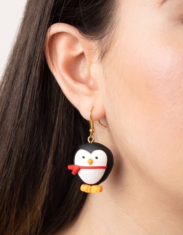 Festive Penguin Drop Earrings