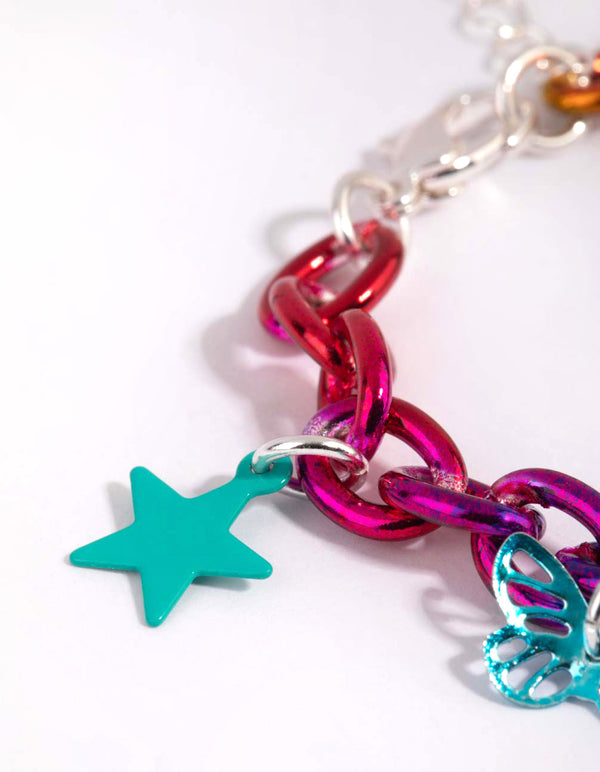 Kids Matte Rainbow Ombre Charm Bracelet