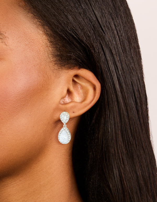 Silver Cubic Zirconia Angelina Drop Earrings
