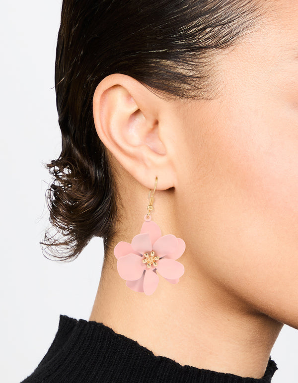 Gold Blush Petal Drop Earrings