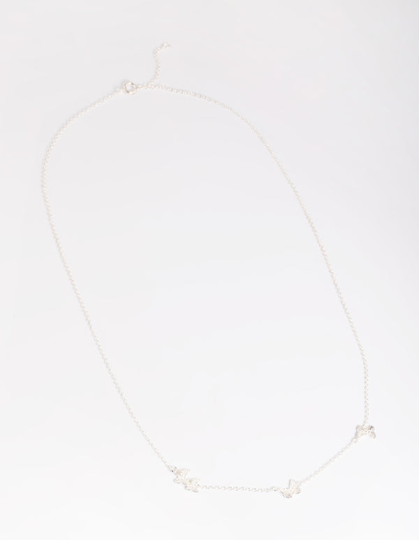 Gold Plated Sterling Silver Etched Butterfly Necklace