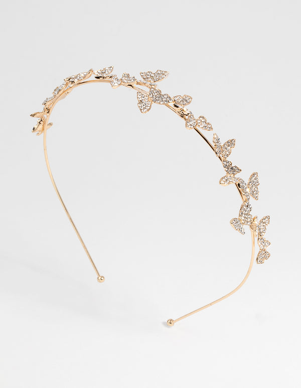 Gold Butterfly & Diamante Headband