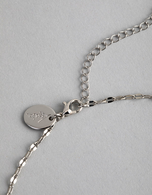 Silver Cubic Zirconia Dainty Deco Necklace