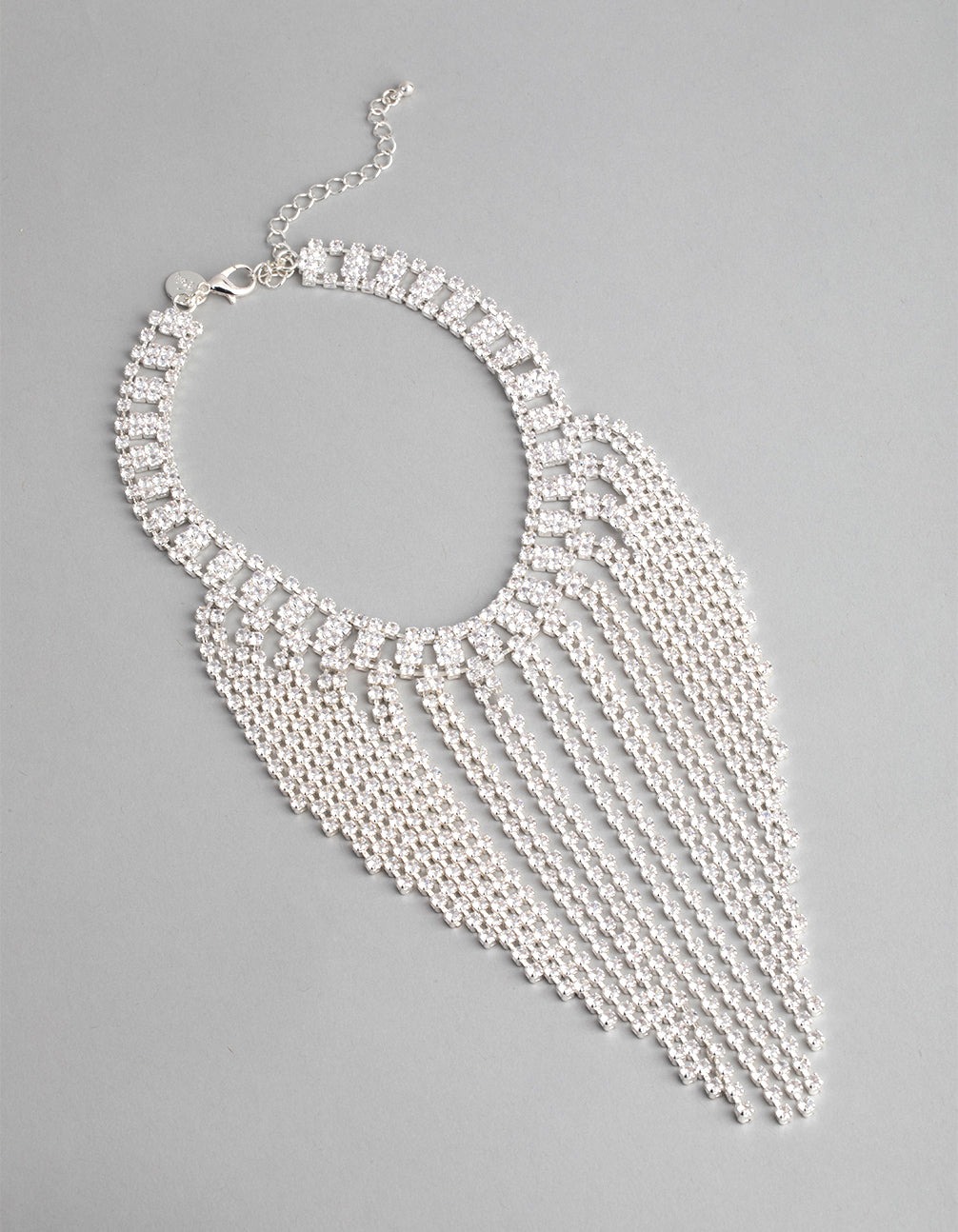 Silver Cubic Zirconia Short Curtain Choker