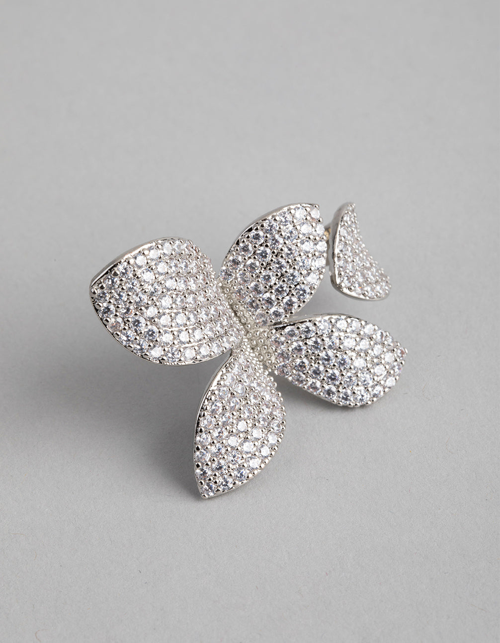 Silver Cubic Zirconia Butterfly Ring