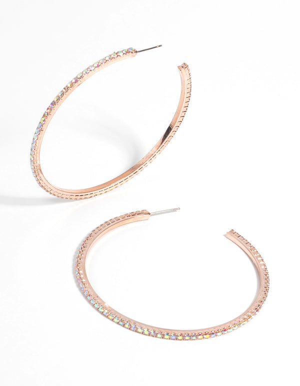 Rose Gold Diamante Hoop Earrings