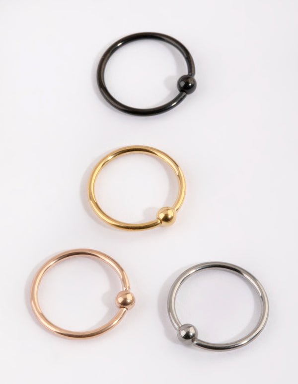 Titanium Plain Nose Ring 4-Pack