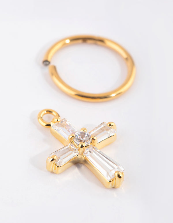 Gold Plated Titanium Diamante Belly Ring