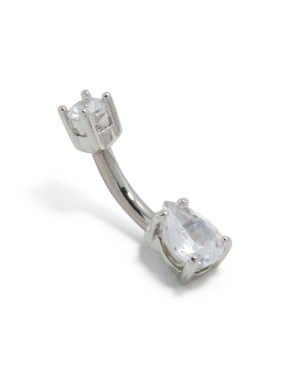 Titanium Diamante Pear Belly Bar