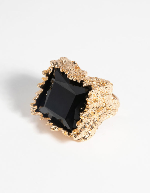 Gold & Black Stone Ring
