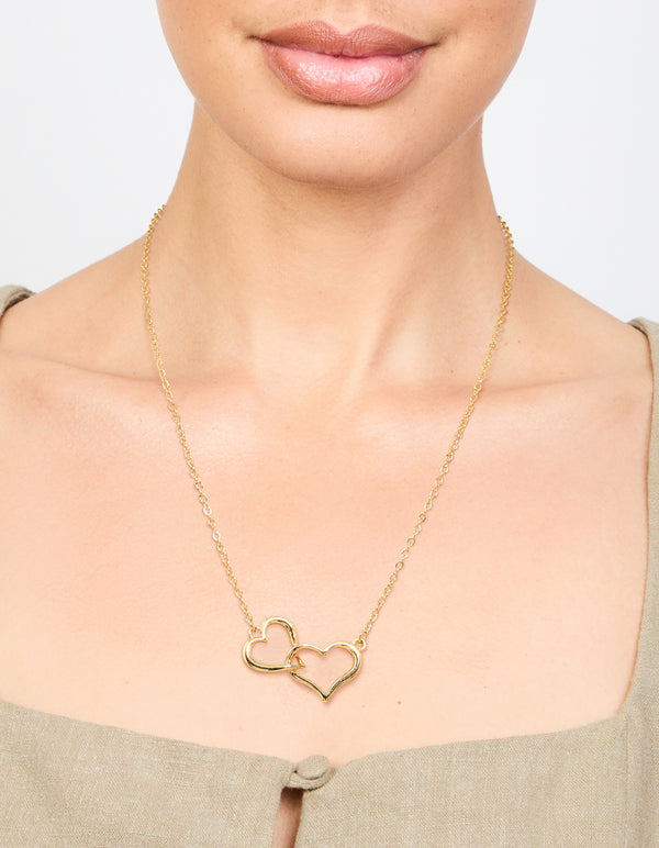 Gold Interlocked Hearts Necklace