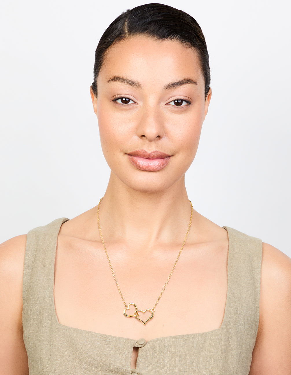 Gold Interlocked Hearts Necklace