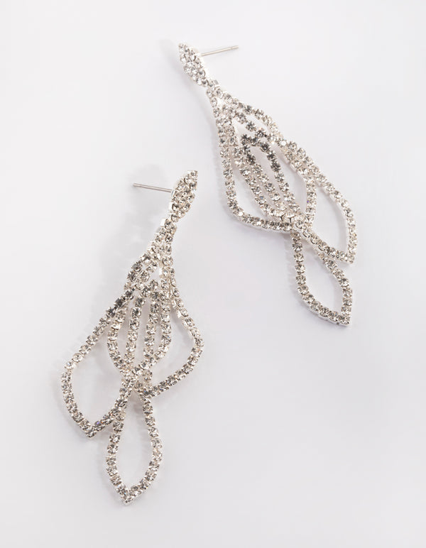 Silver Layered Geometric Chain Earrings