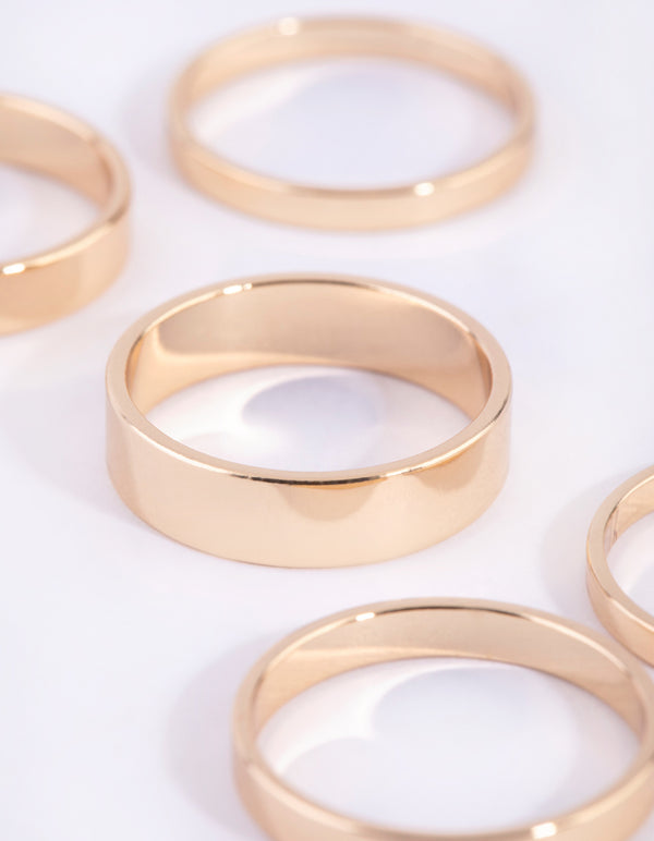 Gold Flat Band Ring 5-Pack