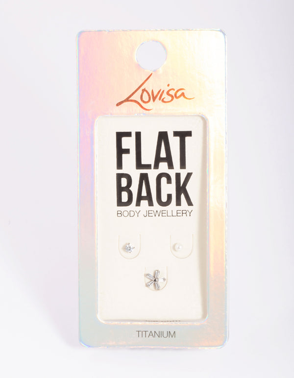 Titanium Flower & Pearl Flat Back Pack