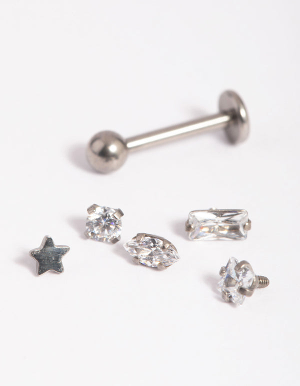 Titanium Cubic Zirconia Flat Back 6-Pack