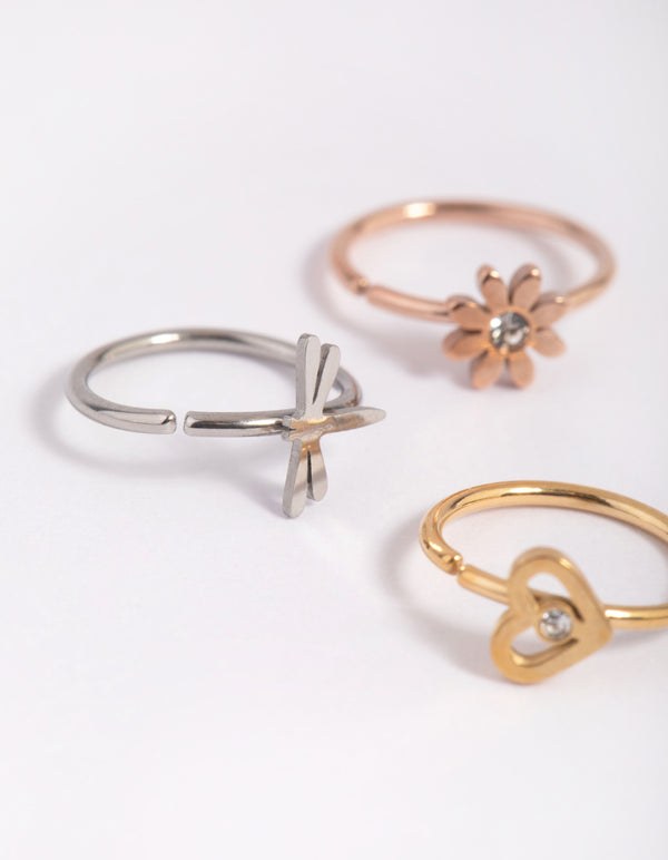 Surgical Steel Charm Nose Ring Pack