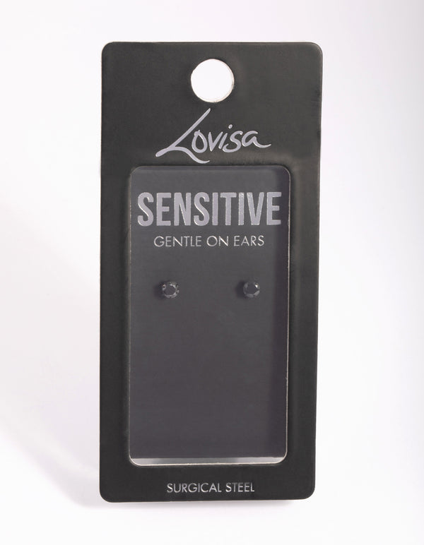 Matte Black Surgical Steel Stud Earrings