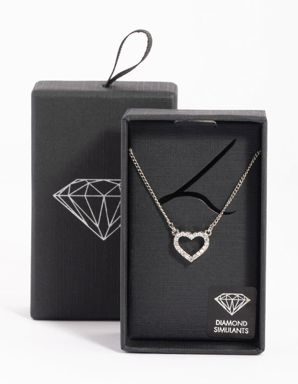 Silver Cubic Zirconia Heart Necklace
