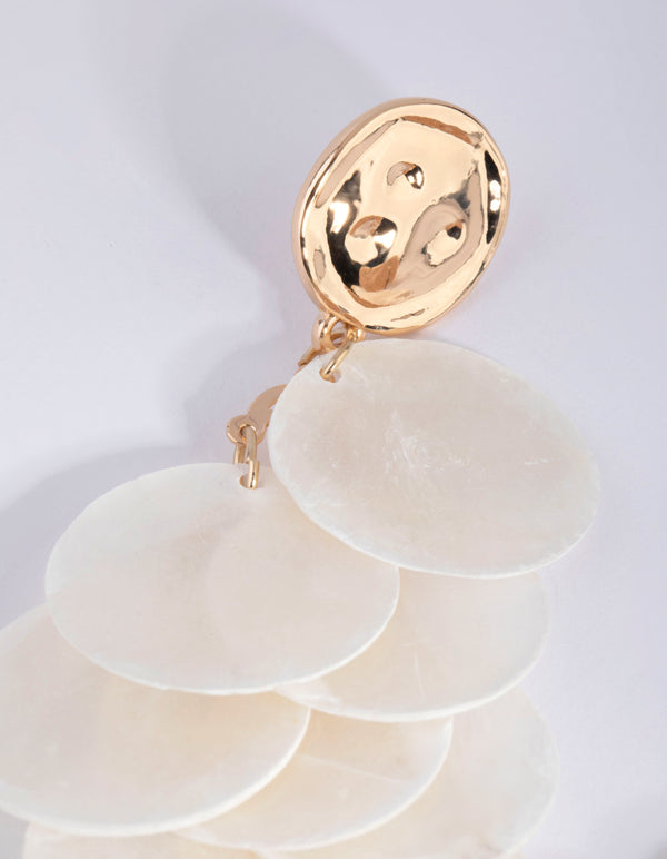 White Genuine Shell Cascading Drop Earrings