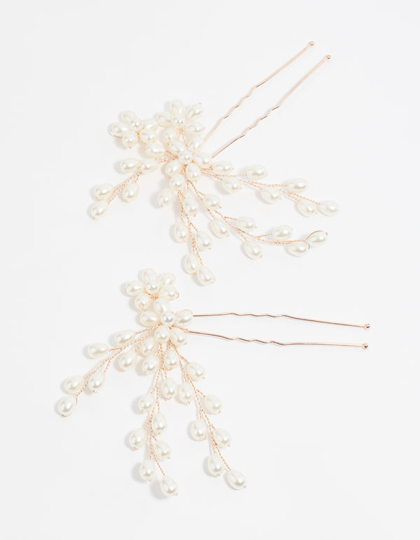 Rose Gold Pearl Pin Pack