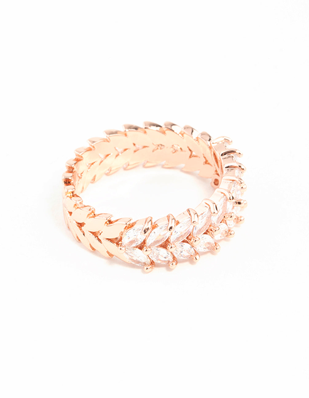Rose Gold Plated Cubic Zirconia Navette Ring
