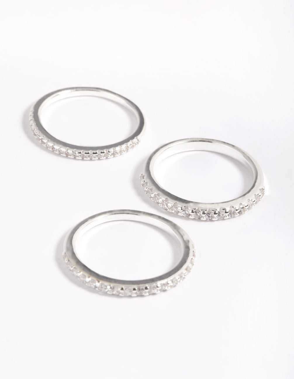 Silver Plated Cubic Zirconia Ring Stack Pack