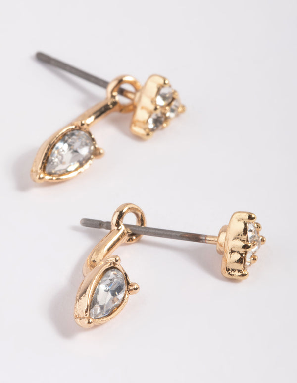 Gold Diamante Jacket Earrings