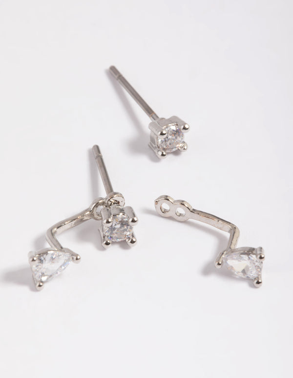 Silver Cubic Zirconia Teardrop Jacket Earrings