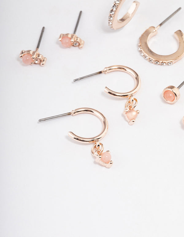 Rose Quartz Diamante Earring Stack Pack
