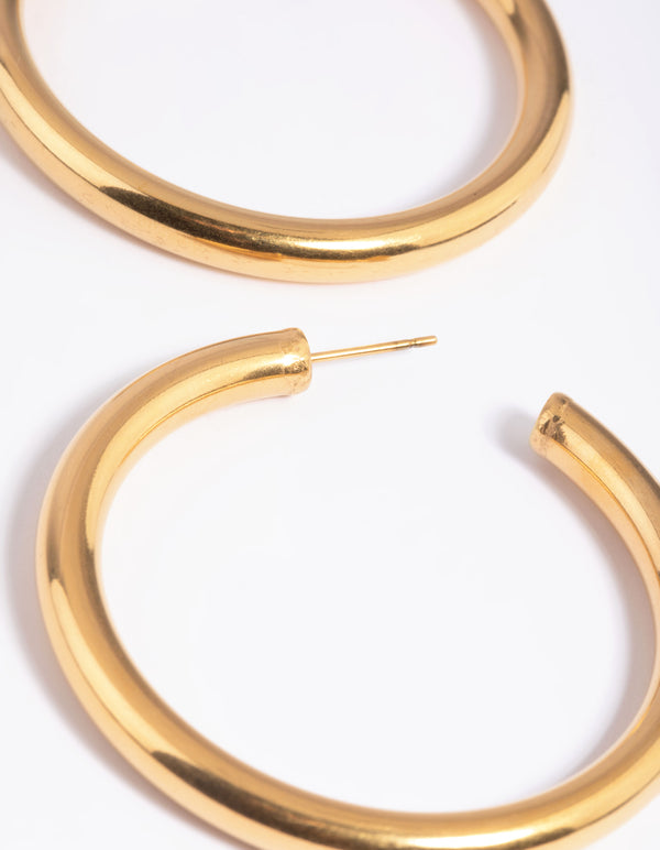 Waterproof Gold Plated Stainless Steel Large Chunky Hoop Earrings