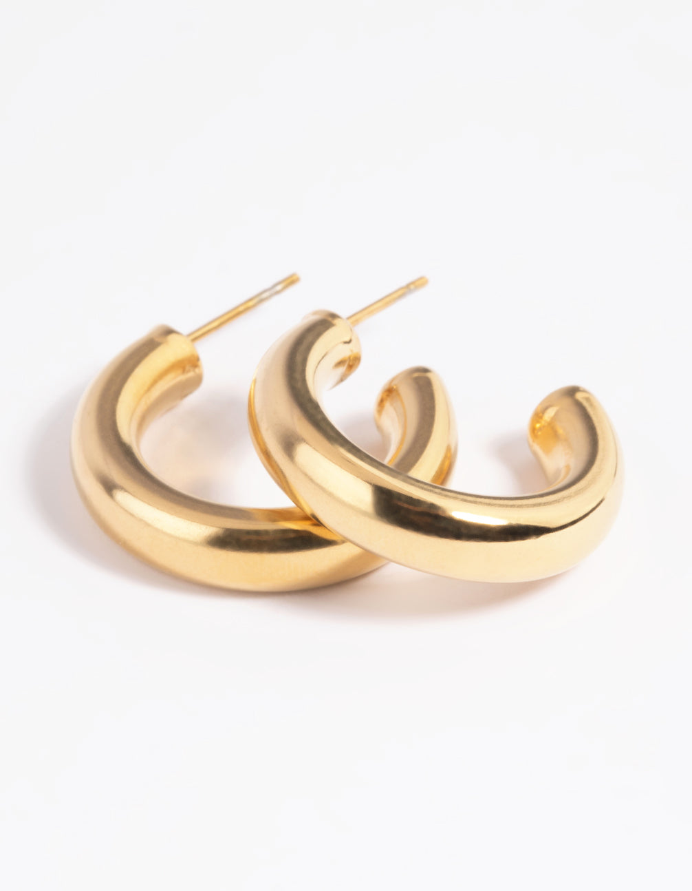 Waterproof Gold Plated Stainless Steel Medium Chunky Hoop Earrings