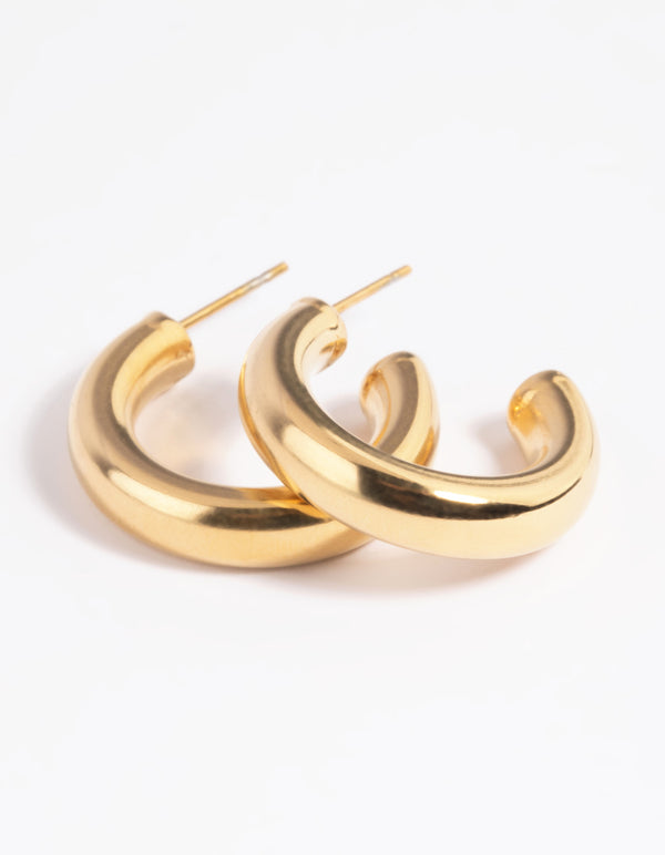 Waterproof Gold Plated Stainless Steel Medium Chunky Hoop Earrings