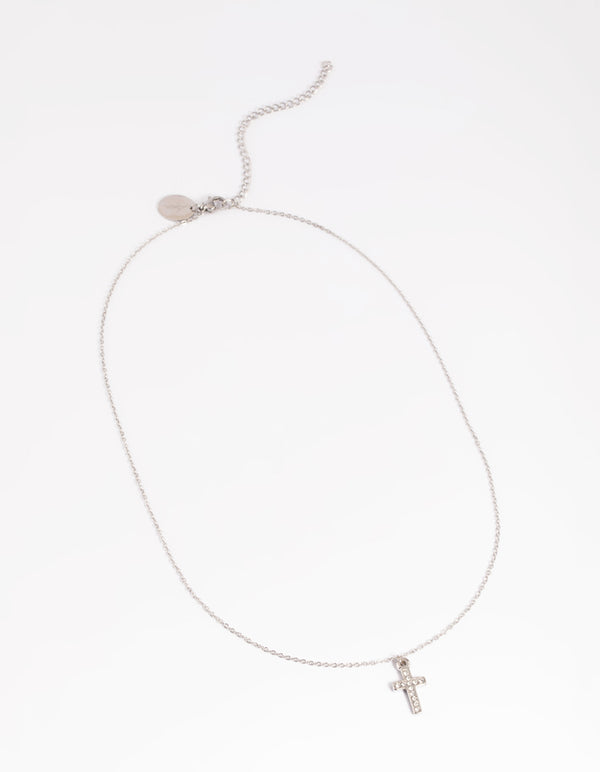 Waterproof Stainless Steel Cubic Zirconia Cross Necklace