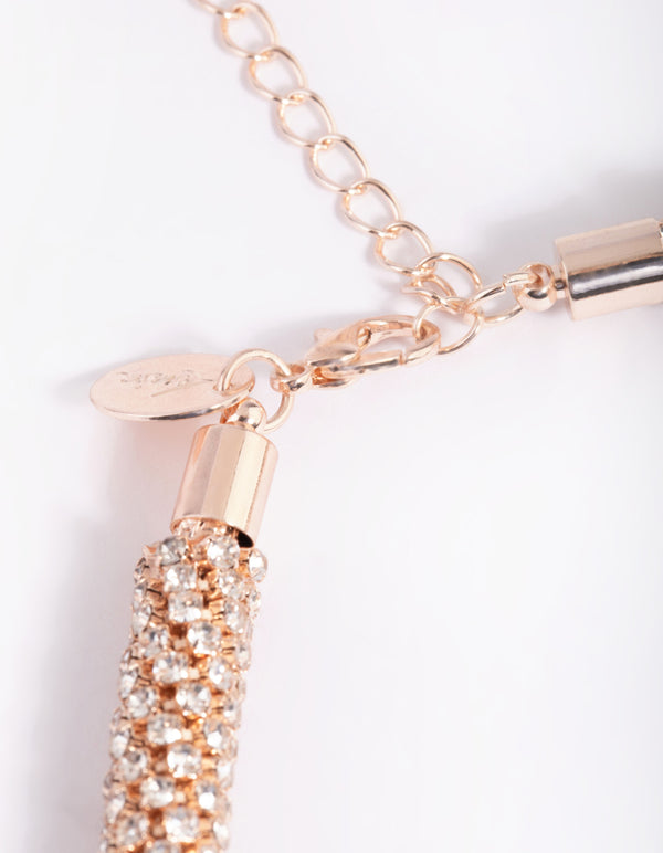 Rose Gold Diamante Tube Necklace