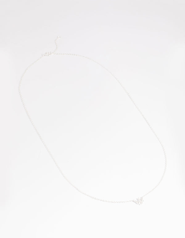 Sterling Silver Cubic Zirconia Lily Pendant Necklace