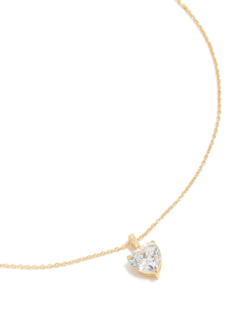 Gold Plated Sterling Silver Cubic Zirconia Heart Necklace - Lovisa Gold Plated Sterling Silver Cubic Zirconia Heart Necklace - Lovisa