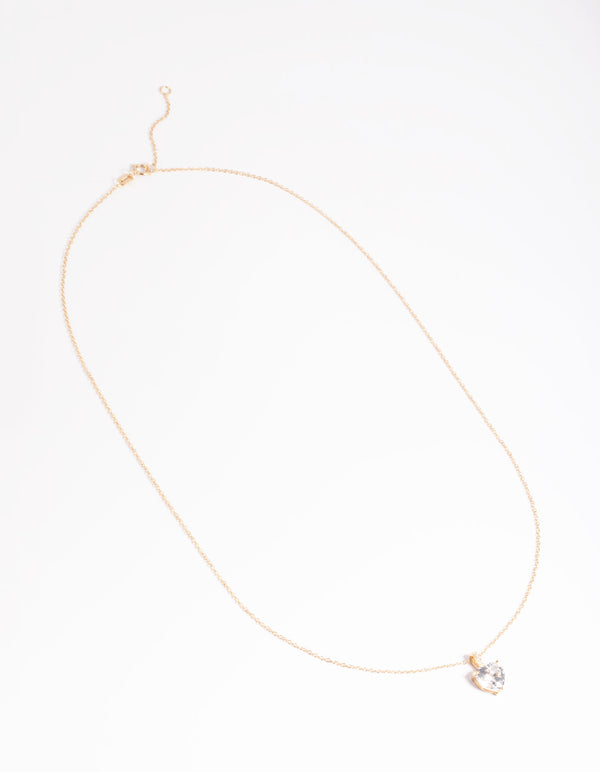 Gold Plated Sterling Silver Cubic Zirconia Heart Necklace