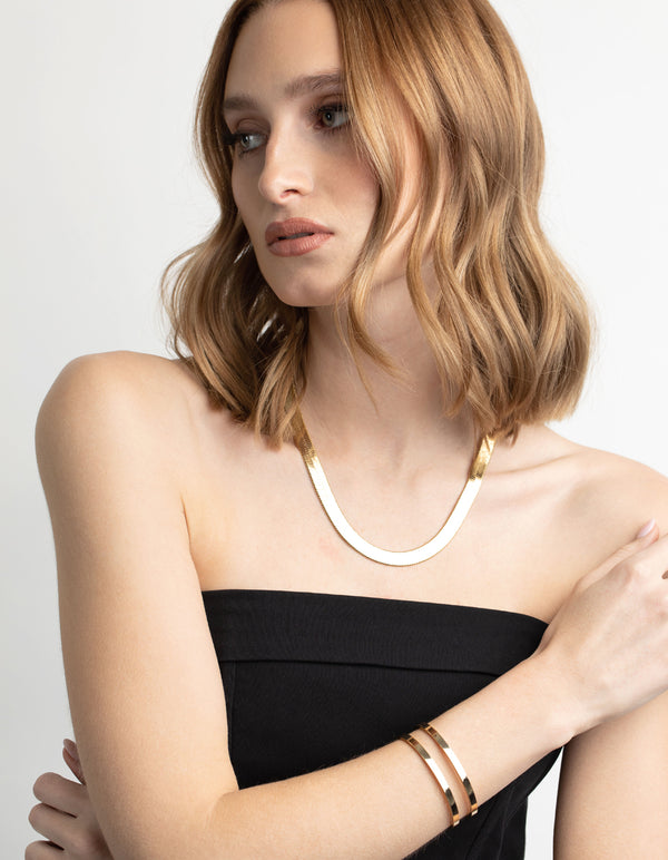 Gold Plated Smooth Cuff Bangle Bracelet