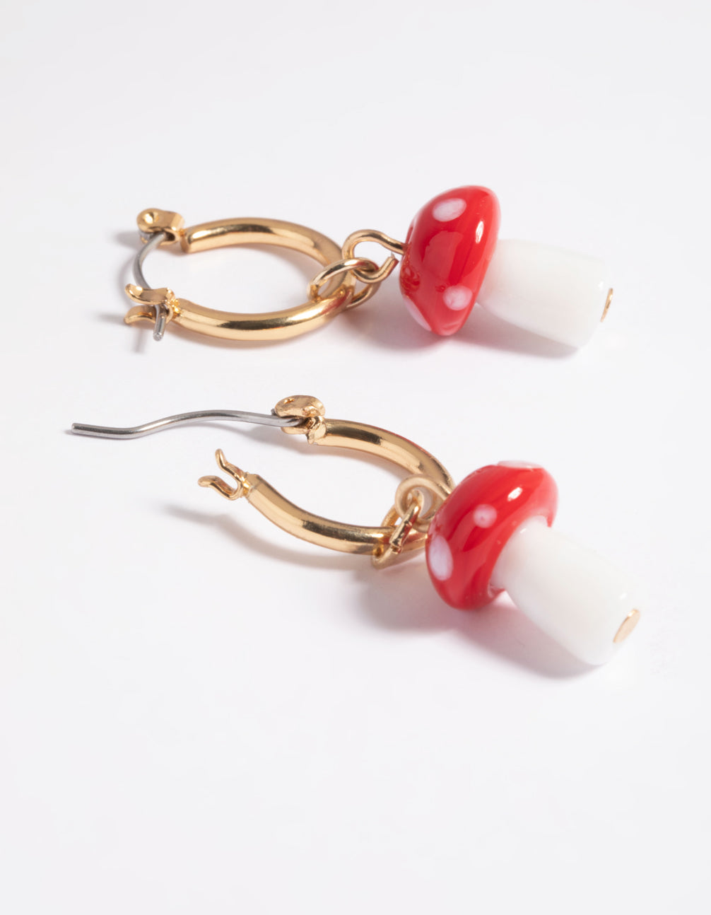 90s Red Mushroom Huggie Hoop Earrings