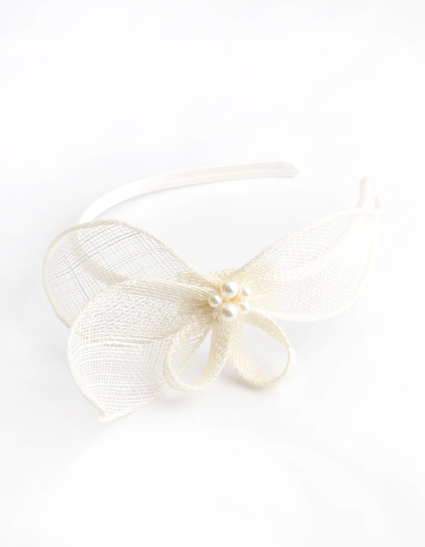Sinamay Petal Fascinator with Pearl Trim