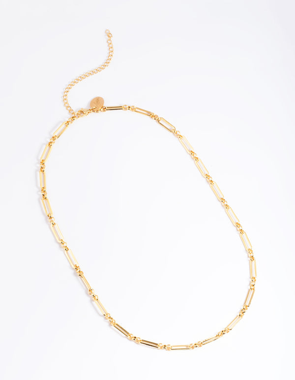 Waterproof Gold Plated Stainless Steel Open Oval Link Necklace