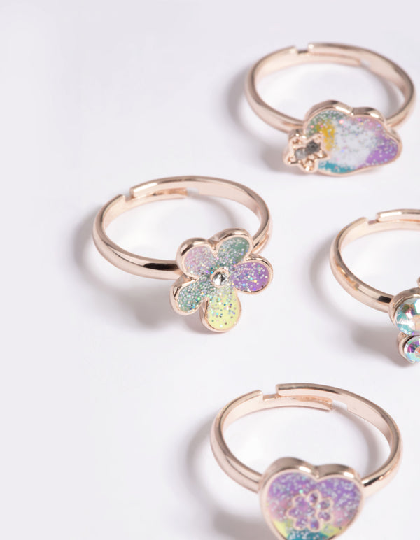 Kids Pastel Glitter Ring 6-Pack