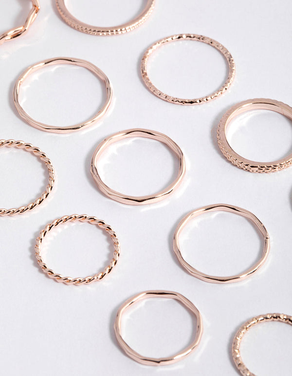 Rose Gold Fine Mix Band Ring Pack