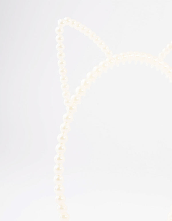 Kids Plastic Cat Ear Pearl Headband