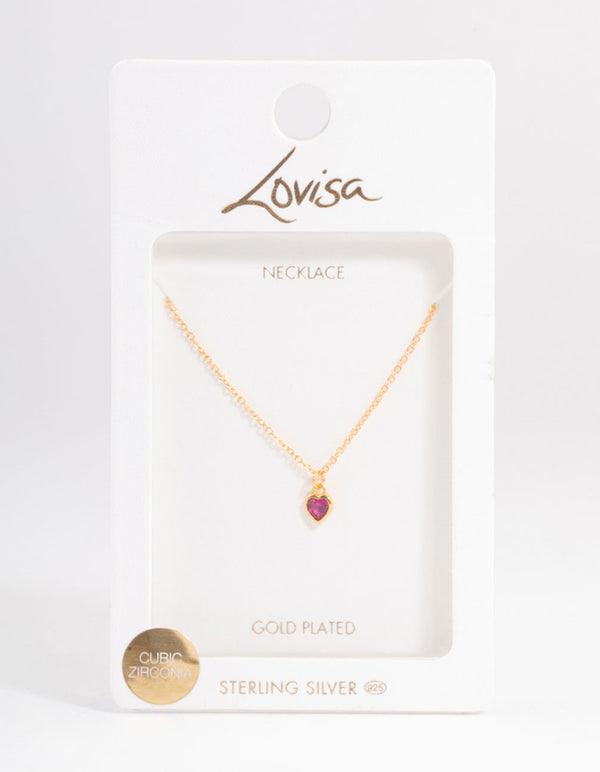 Gold Plated Sterling Silver Stone Heart Necklace